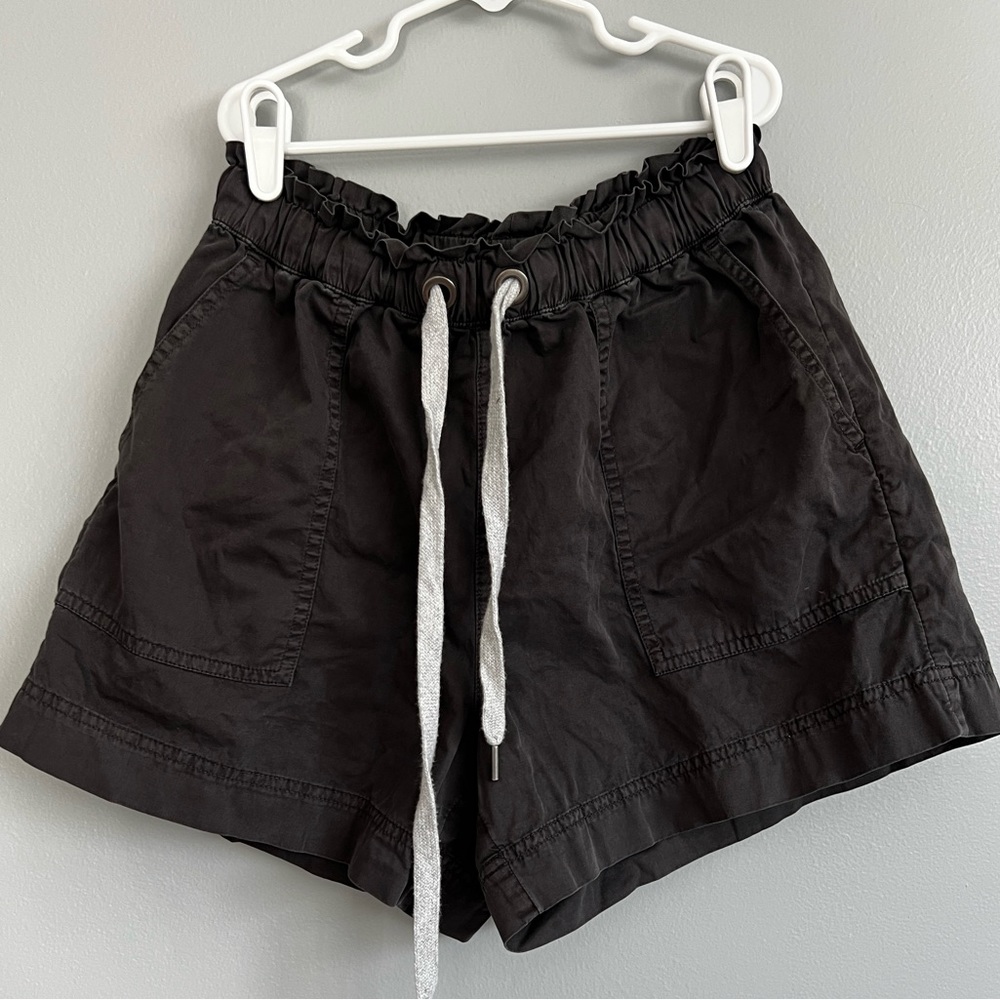 aerie gray high waist drawstring shorts pockets grey